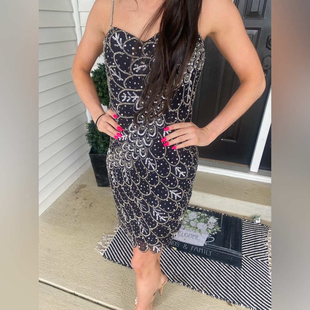 EUC SCALA 100% SILK Sequined Cocktail Dress, gently used